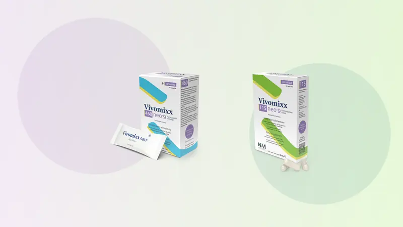 Presentaciones oficiales de Vivomixx neo en sobres y cápsulas disponibles en Venezuela